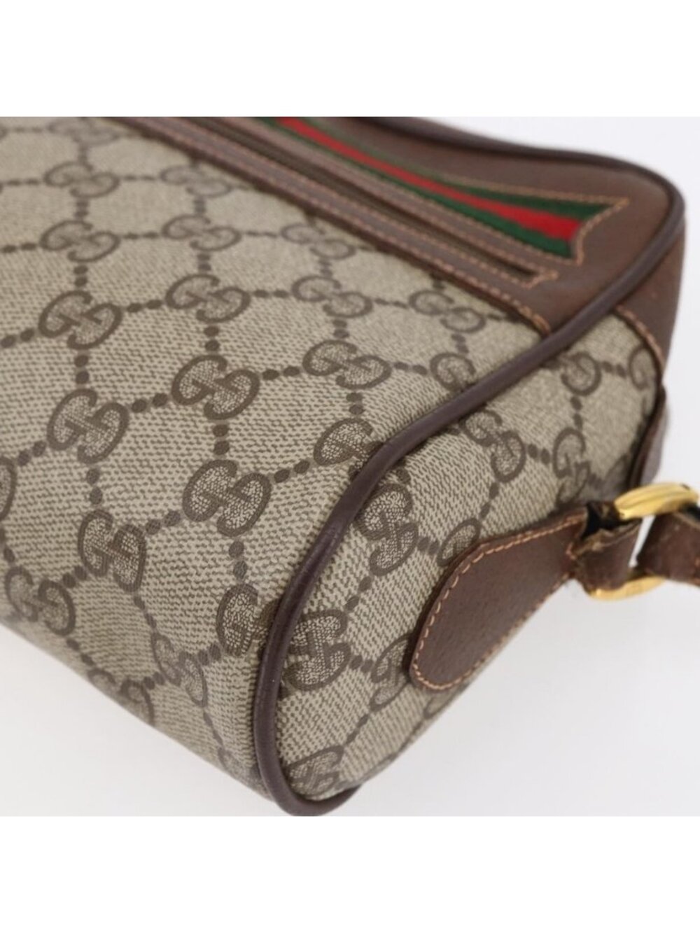 Authentic GUCCI GG Supreme Web Sherry Line Bag PVC Beige Gold 56 02 087 - Picture 6 of 16